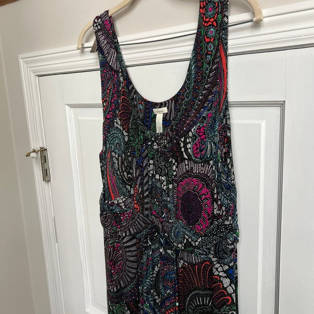 Soma Bright Colorful Paisley Print Sleeveless Soft‎ Stretch Maxi Dress Sz XL - Picture 2 of 3